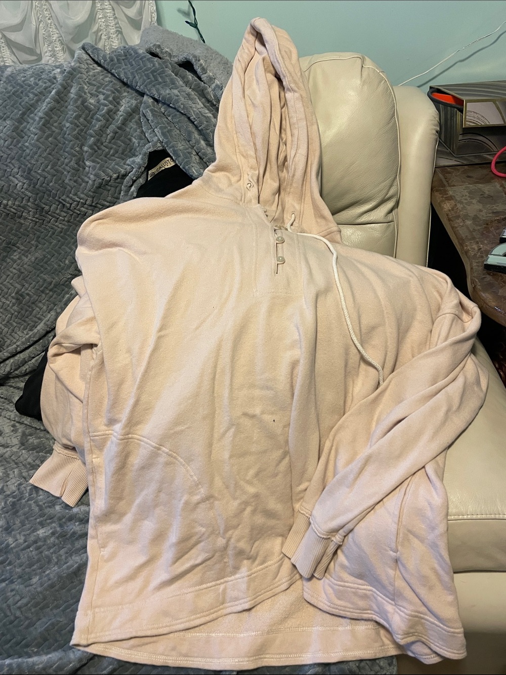 aerie Men's Zip-Up Hoodie in Pale Pink